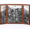Rosana Schoijett / C#109 (Los continentes, Seix Barral, 1965) / 2018 / 33x83cm / Retablo, políptico. Collage, papel, hilo, bisagras