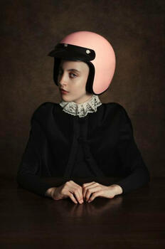 Girl wearing a helmet