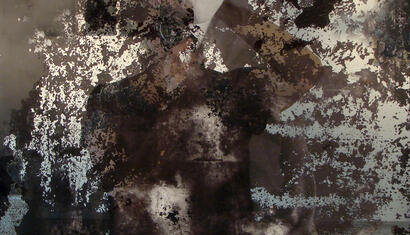 Rosana Simonassi Blinde Klippe nro2, 2015 70 x 50 cm. Fotografia intervenida con humo Copia sobre papel de algodon Espejo decapado marco